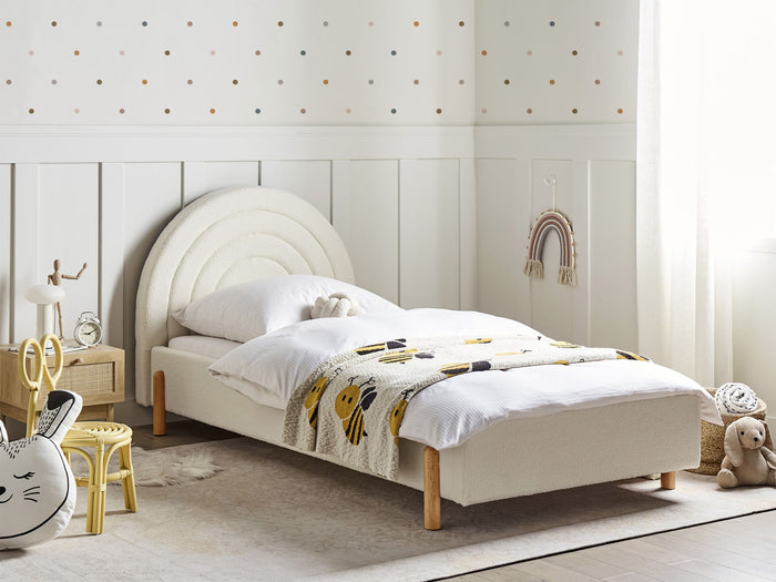 Beliani - ANET - Bed - Gebroken wit - 90 x 200 cm - Bouclé