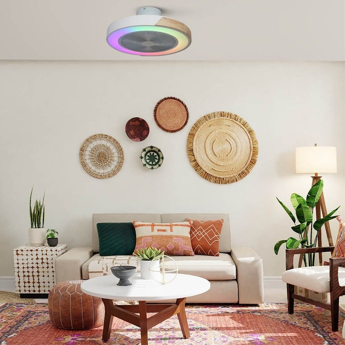 CristalRecord Plafondventilator Corpi Ø 50 cm RGB hout wit