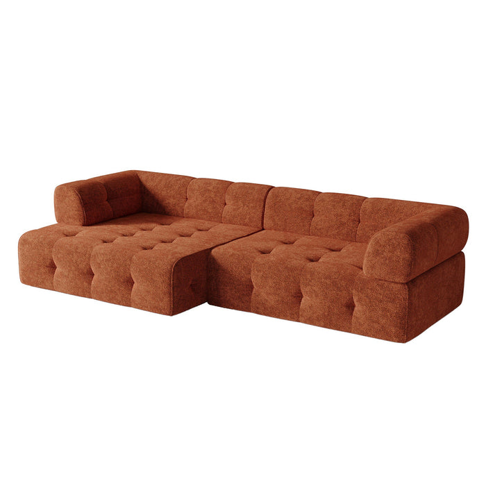 Sofa linkerhoek fluweel chenille terracotta 238cm