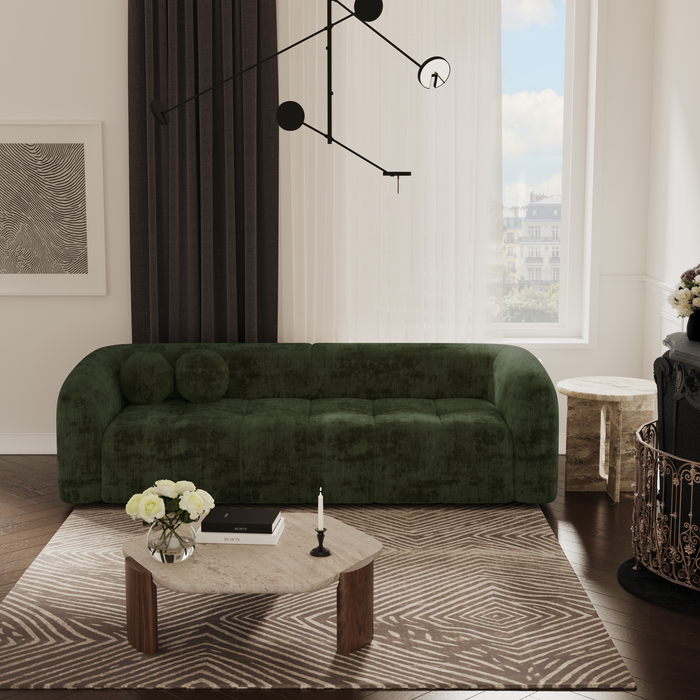 3-zitsbank in kakigroen fluweel