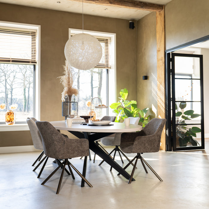 Bronx71 Draaibare eetkamerstoel Kay draaibaar gemêleerde stof off