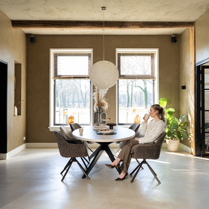 Bronx71 Draaibare eetkamerstoel Kay draaibaar gemêleerde stof off