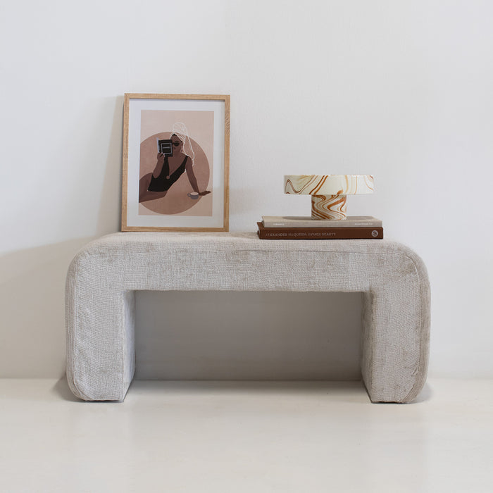 Giga Meubel - Halbankje Beige Stof - 99x38x46cm - Sera