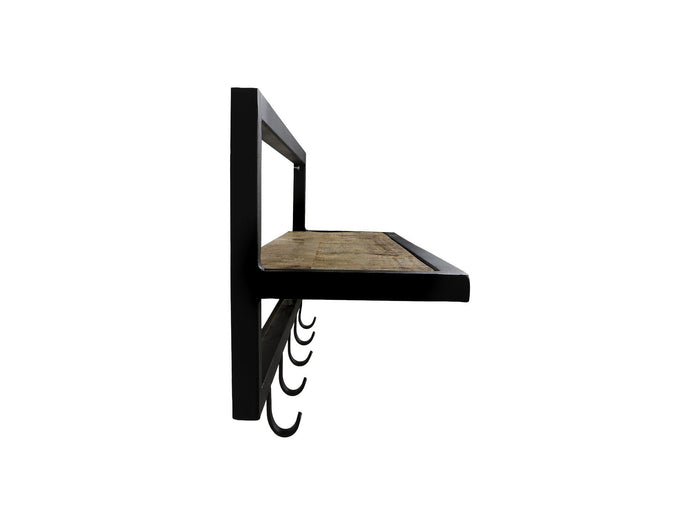 Kapstok - 66x17x28 - Naturel|zwart - Mangohout|metaal