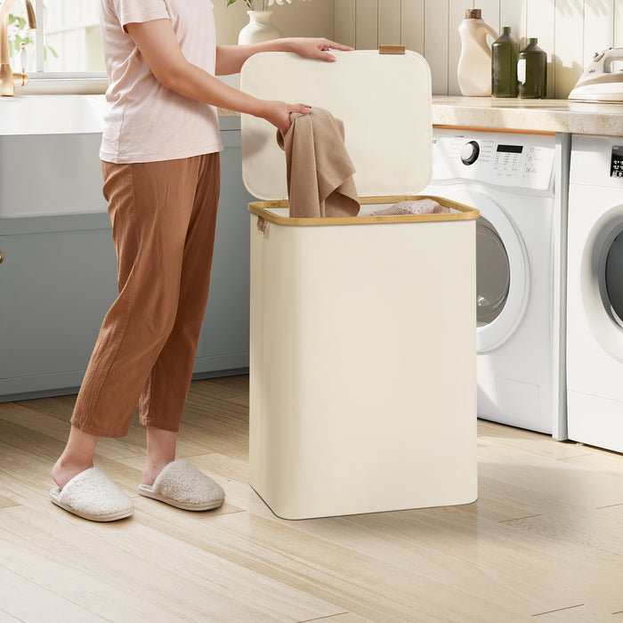 ACAZA Wasmand - Wassorteerder - 2 vakken - Bamboe - Beige