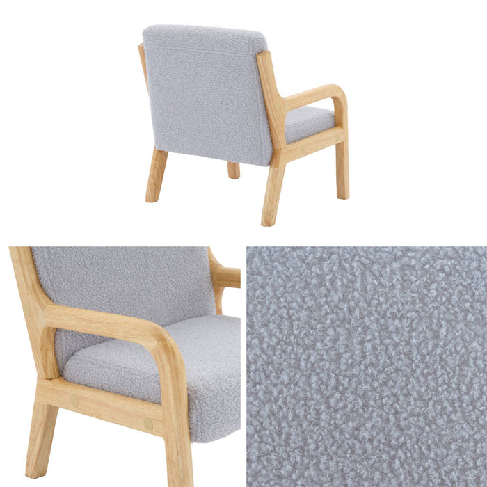 sweeek - Scandinavische kinderfauteuil in hout en boucléstof