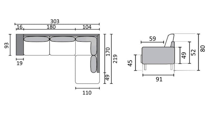 by fonQ Cirro Hoekbank Rechts - Lichtgrijs