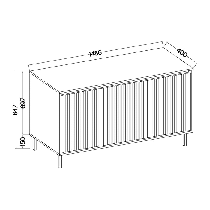 by fonQ Ovara Dressoir 3-deurs - Licht Eiken