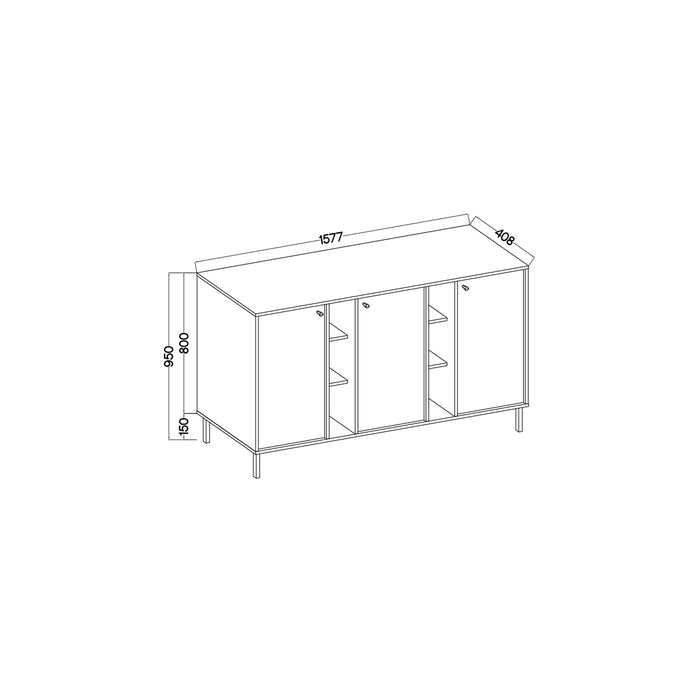 by fonQ Luvra Dressoir 3-deurs - Open Vak - Zand