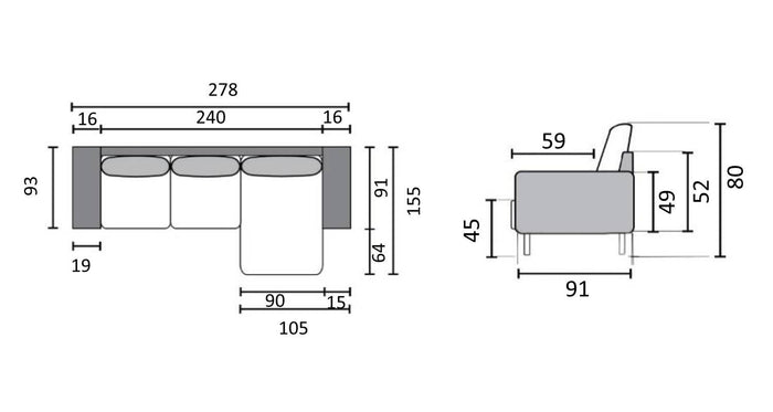 by fonQ Cirro Hoekbank met Chaise Longue Links - Mosterd