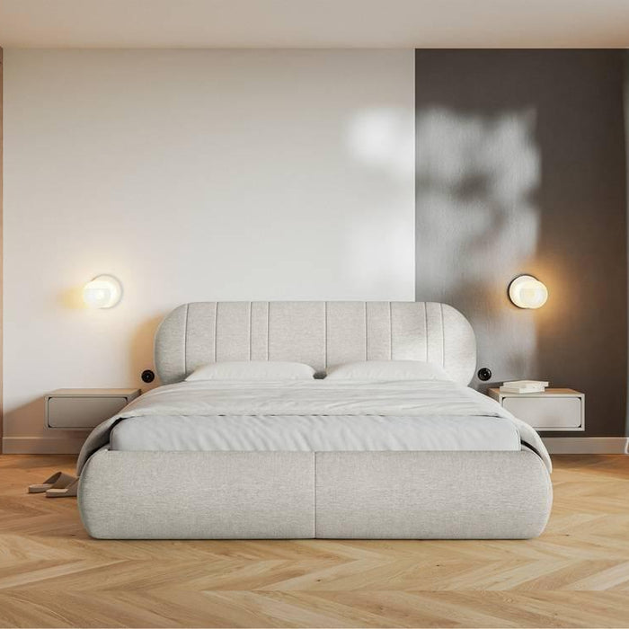 NADUVI Collection Gestoffeerd bed 140x200 cm Asmelio, crème vlecht