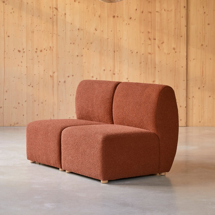 Tikamoon - Modulaire 2-zitsbank van massief acacia en terracotta stof