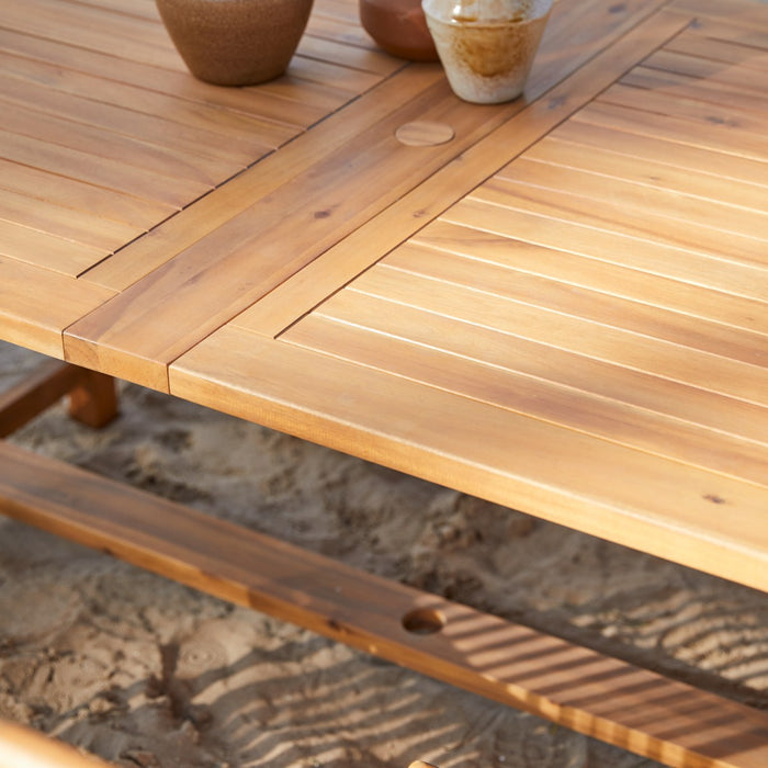 Tikamoon - Rechthoekige tuinset in massief acaciahout met 12 stoelen