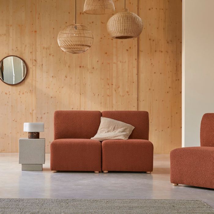 Tikamoon - Modulaire 2-zitsbank van massief acacia en terracotta stof
