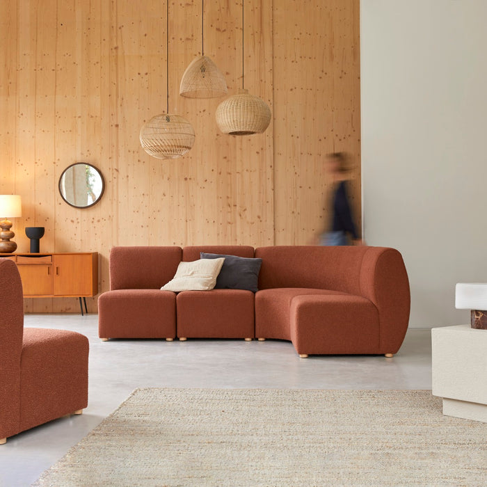 Tikamoon - Modulaire 4-zitsbank van massief acacia en terracotta stof