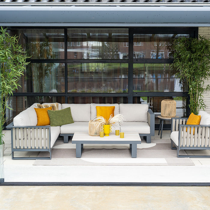 Garden Impressions Bologna lounge hoekset - 4-delig-carbon black-taupe