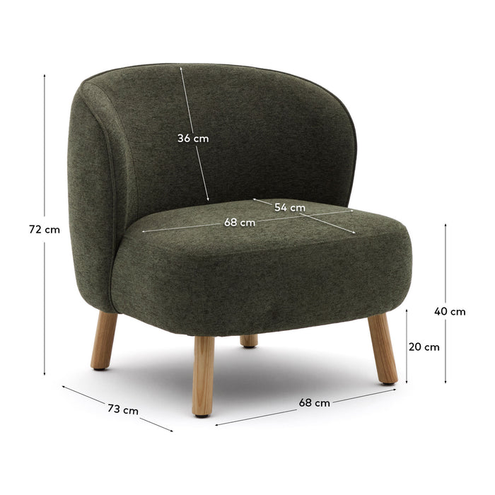 Kave Home Ulit Fauteuil - Chenille - Groen