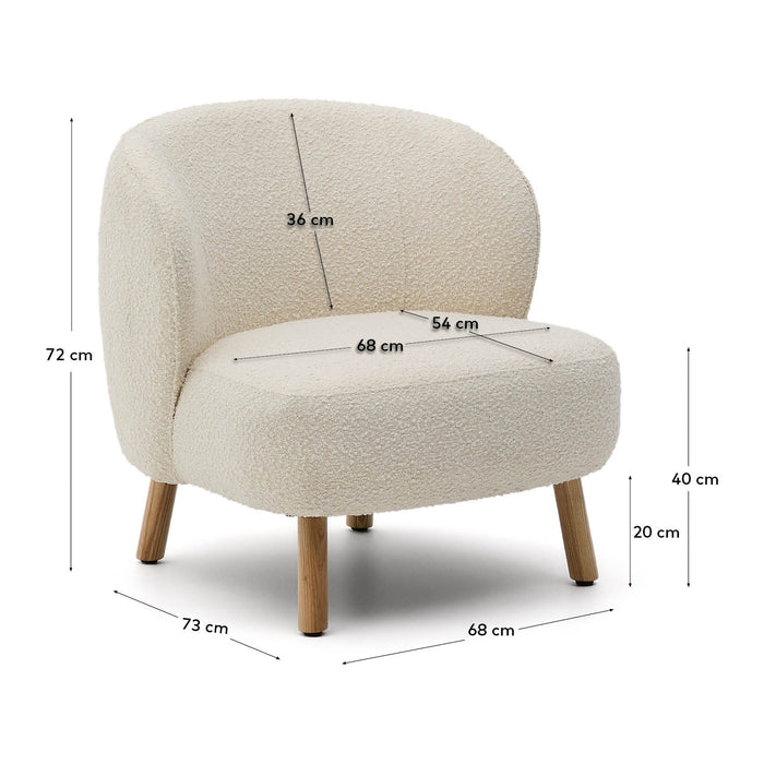 Kave Home Ulit Fauteuil - Bouclé - Wit