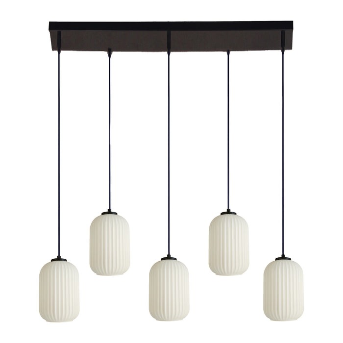by fonQ Ribba Hanglamp - 5 Lichts - Opaalglas