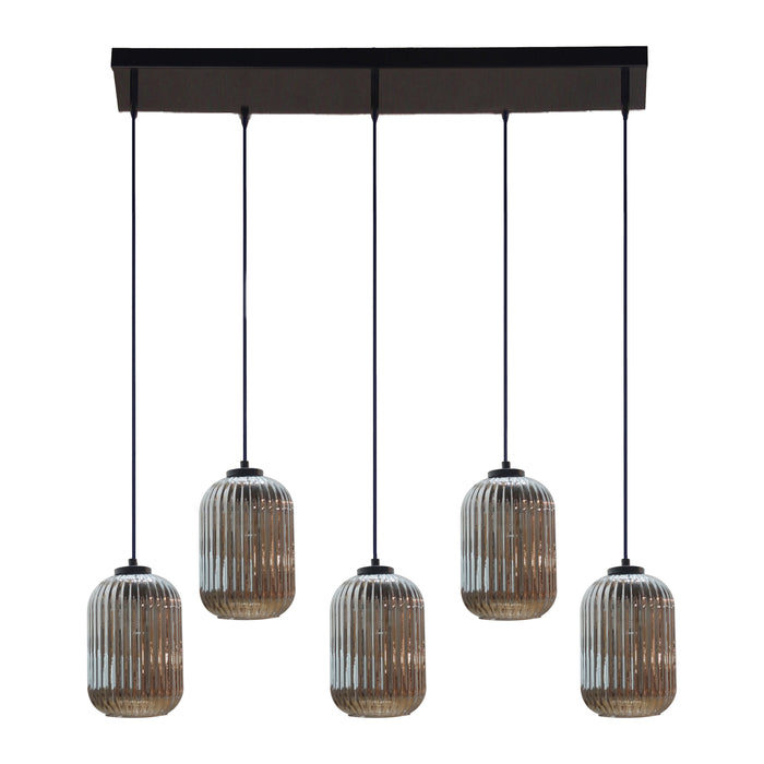 by fonQ Ribba Hanglamp - 5 Lichts - Smokey Glas