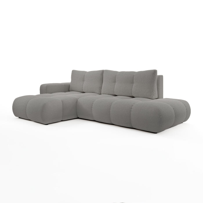 by fonQ Charme Hoekbank Links met Slaapfunctie - Weefstof - Grijs