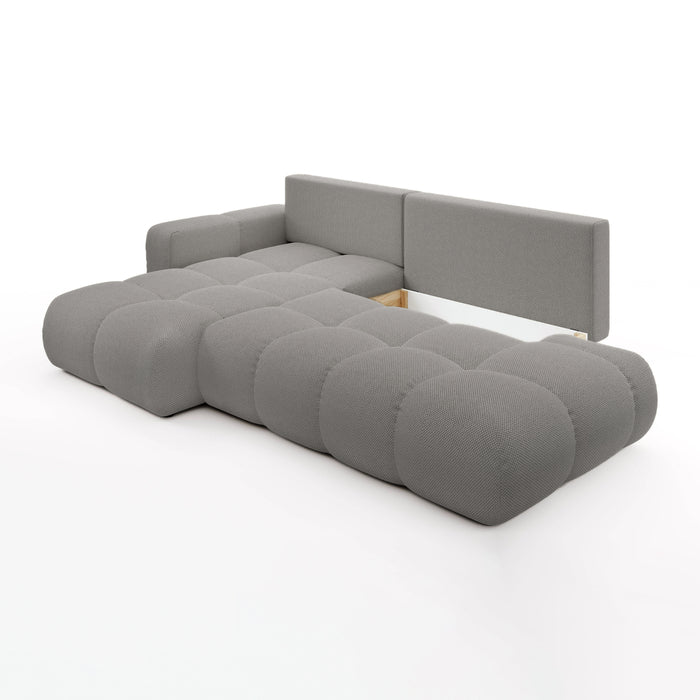 by fonQ Charme Hoekbank Links met Slaapfunctie - Weefstof - Grijs