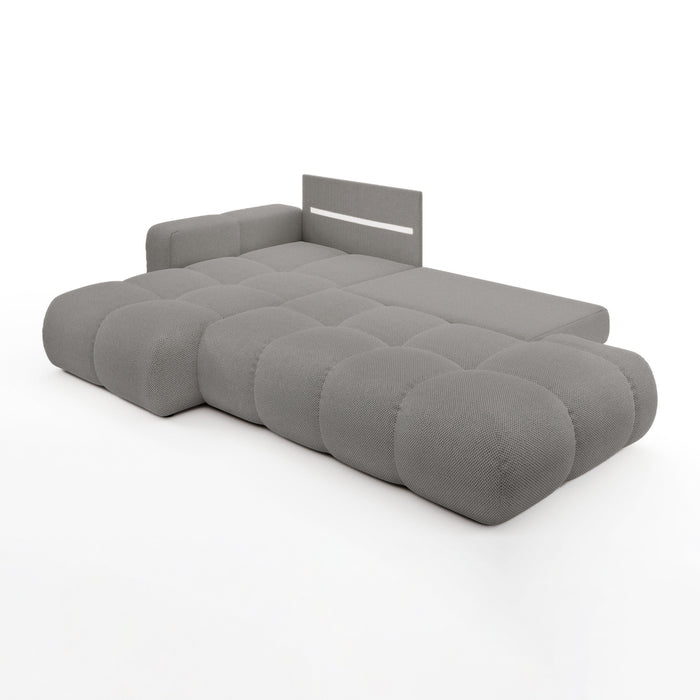 by fonQ Charme Hoekbank Links met Slaapfunctie - Weefstof - Grijs