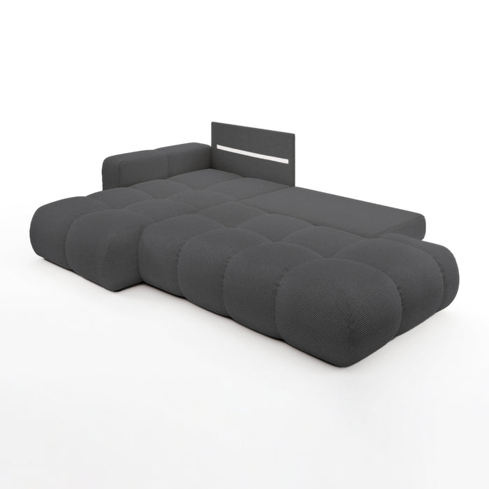 by fonQ Charme Hoekbank Links met Slaapfunctie - Weefstof - Antraciet