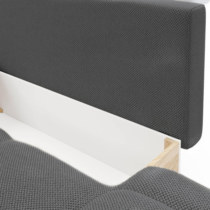 by fonQ Charme Hoekbank Links met Slaapfunctie - Weefstof - Antraciet