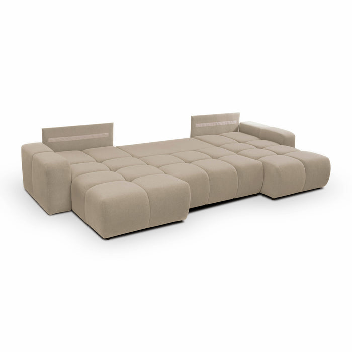 by fonQ Charme U-bank met Slaapfunctie - Weefstof - Beige