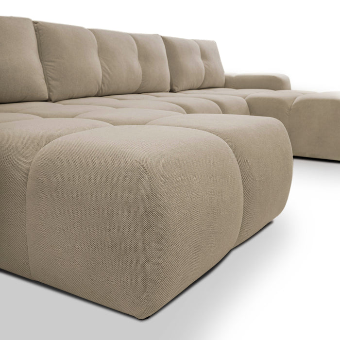 by fonQ Charme U-bank met Slaapfunctie - Weefstof - Beige