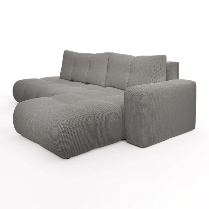 by fonQ Charme Hoekbank Rechts met Slaapfunctie - Weefstof - Grijs