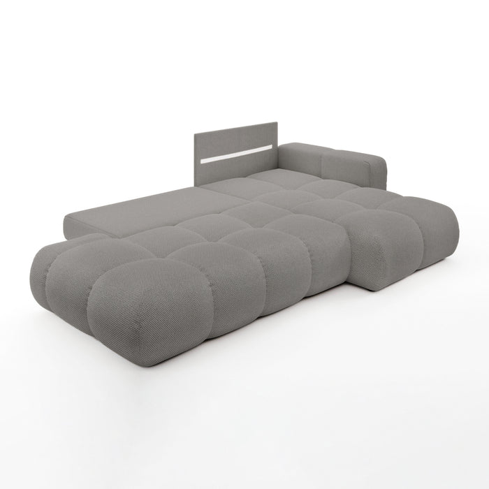 by fonQ Charme Hoekbank Rechts met Slaapfunctie - Weefstof - Grijs