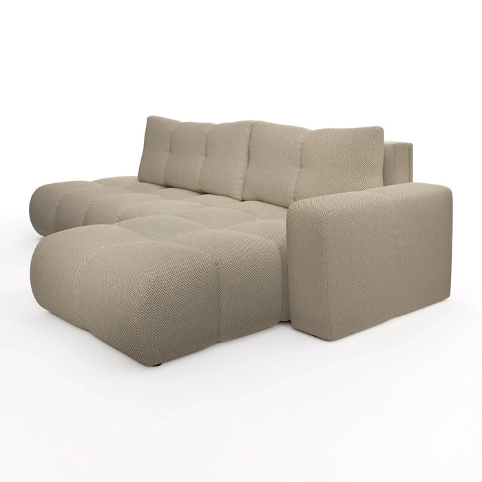 by fonQ Charme Hoekbank Rechts met Slaapfunctie - Weefstof - Beige