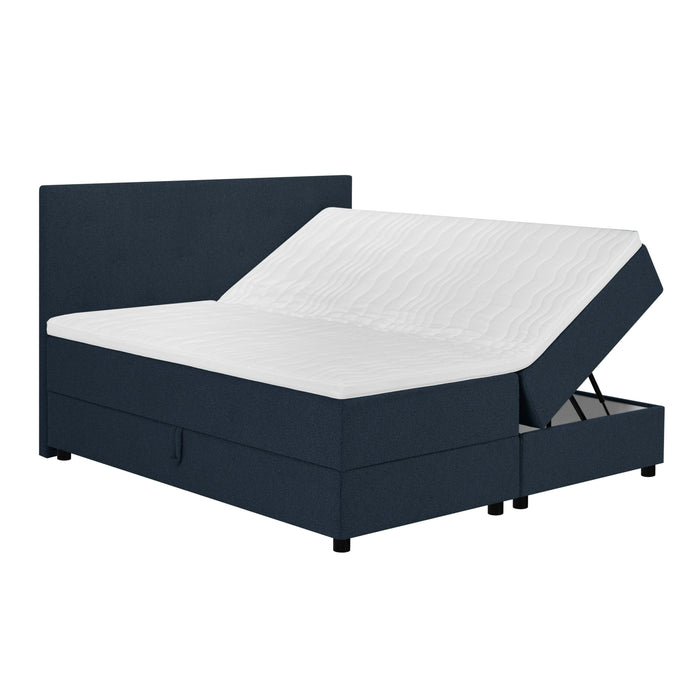 by fonQ Stilo Boxspring met Opbergruimte en Hoofdbord - 180 x 200 cm - Blauw