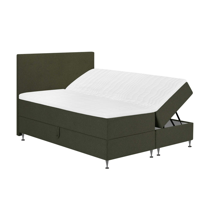by fonQ Nubo Boxspring met Opbergruimte en Hoofdbord - 160 x 200 cm - Mosgroen