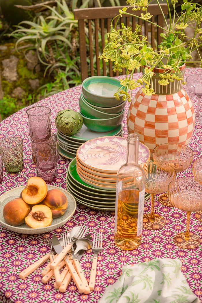 Sissy-Boy Roze geblokte vaas met print