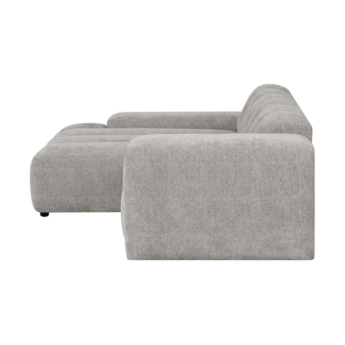 by fonQ Plume 2,5-zits Hoekbank met Chaise Longue Links - Chenille - Grijs
