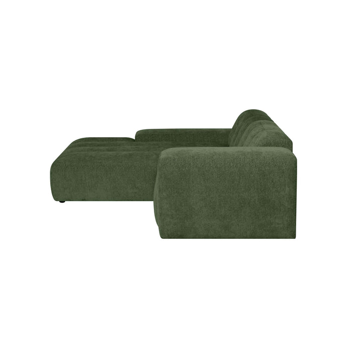 by fonQ Plume 2,5-zits Hoekbank met Chaise Longue XL Links - Chenille - Groen