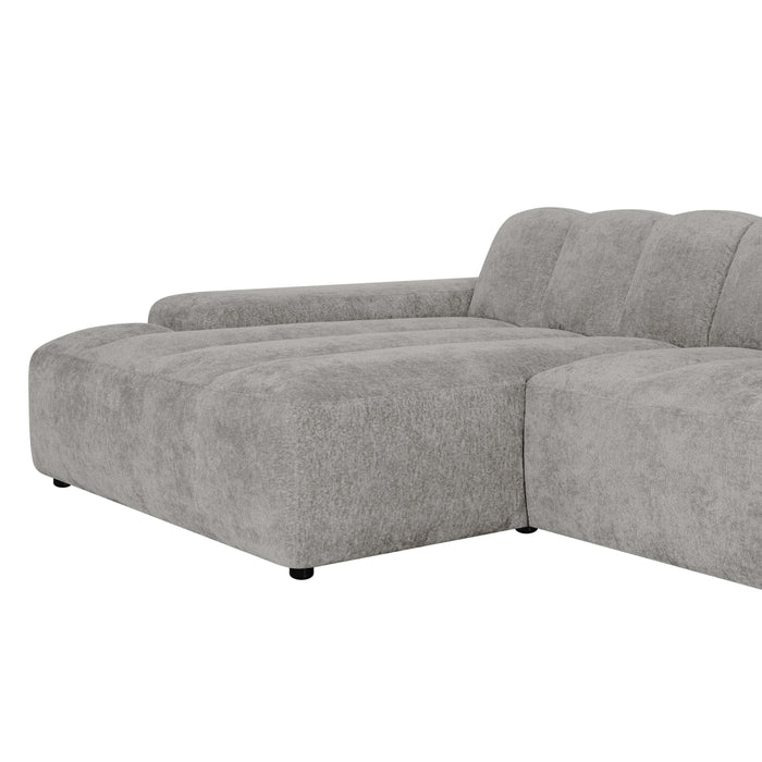 by fonQ Plume 2,5-zits Hoekbank met Chaise Longue Links - Chenille - Grijs