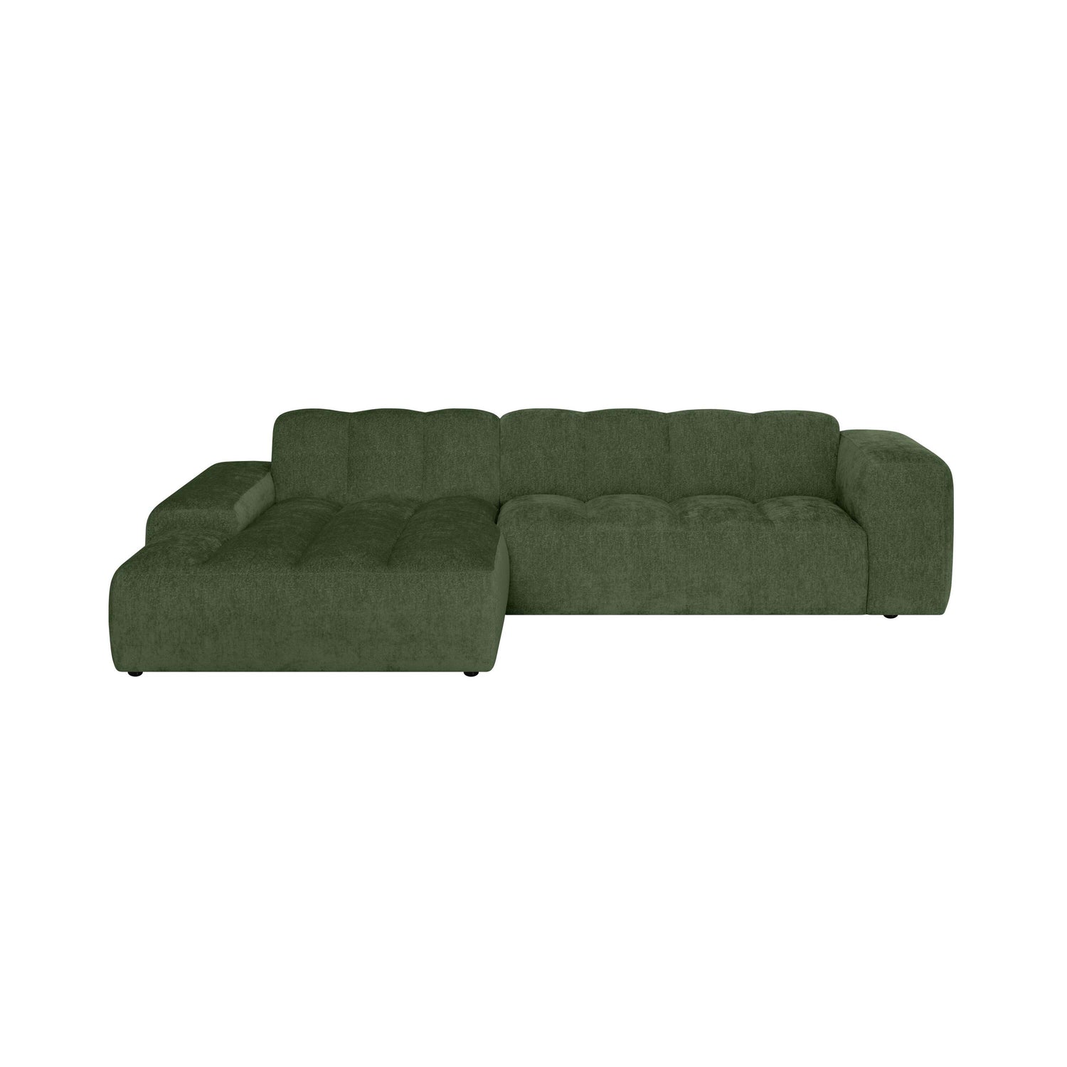 by fonQ Plume 3-zits Hoekbank met Chaise Longue XL Links - Chenille - Groen