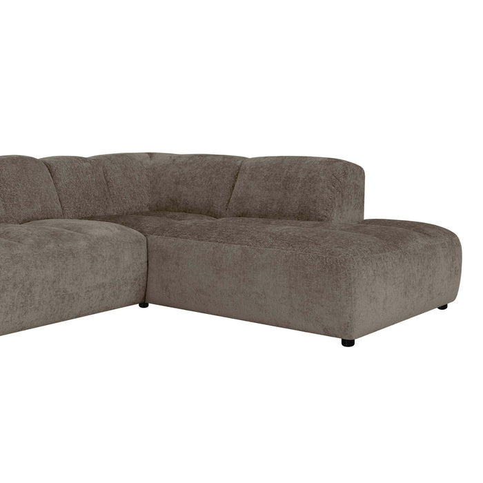 by fonQ Plume 3-zits Hoekbank Rechts - Chenille - Mocca