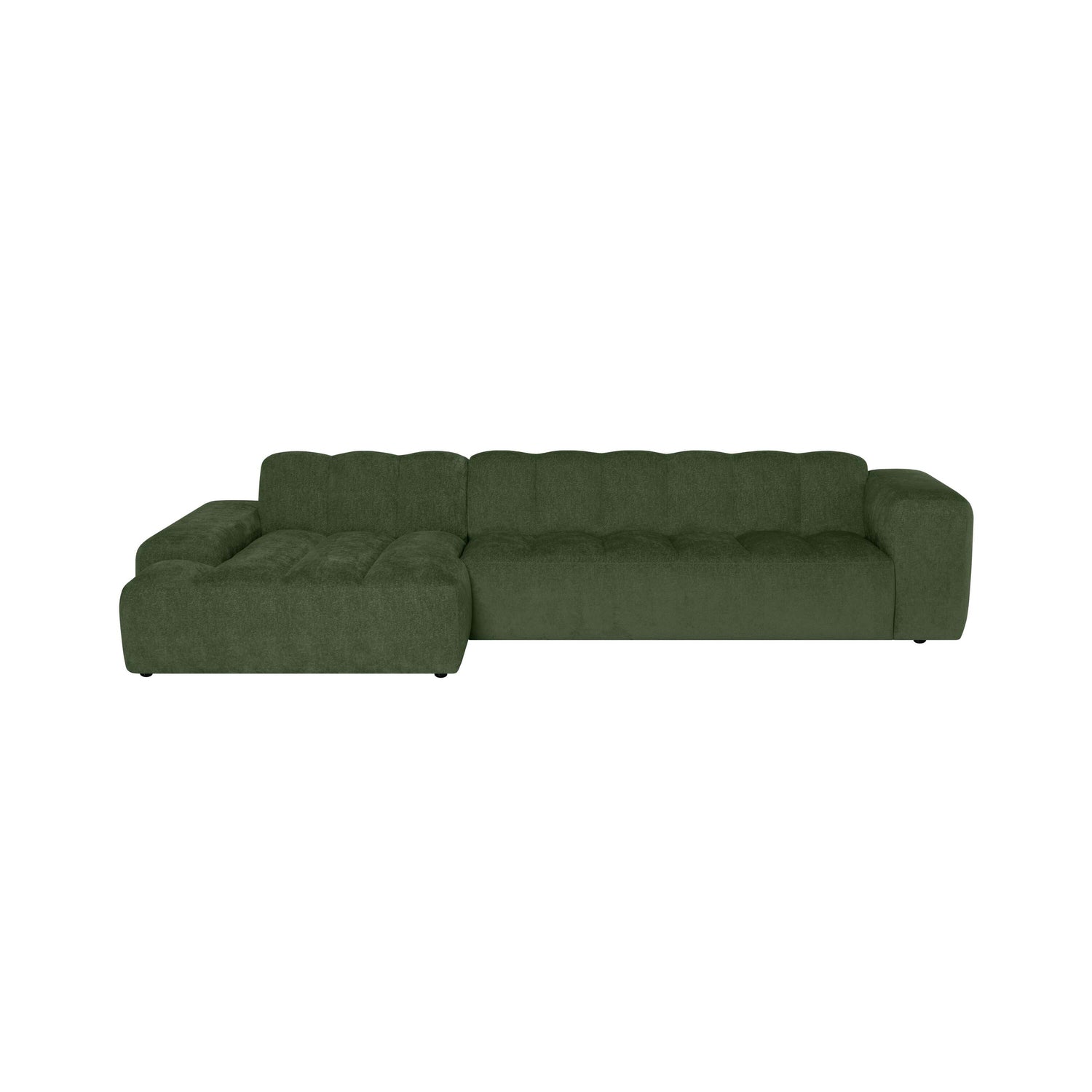 by fonQ Plume 4-zits Hoekbank met Chaise Longue Links - Chenille - Groen