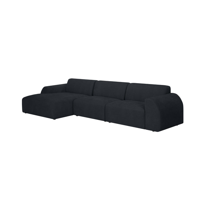 by fonQ Bink 3-zits Hoekbank met Chaise Longue Links - Bouclé - Zwart