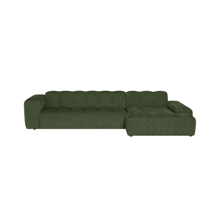 by fonQ Plume 4-zits Hoekbank met Chaise Longue Rechts - Chenille - Groen