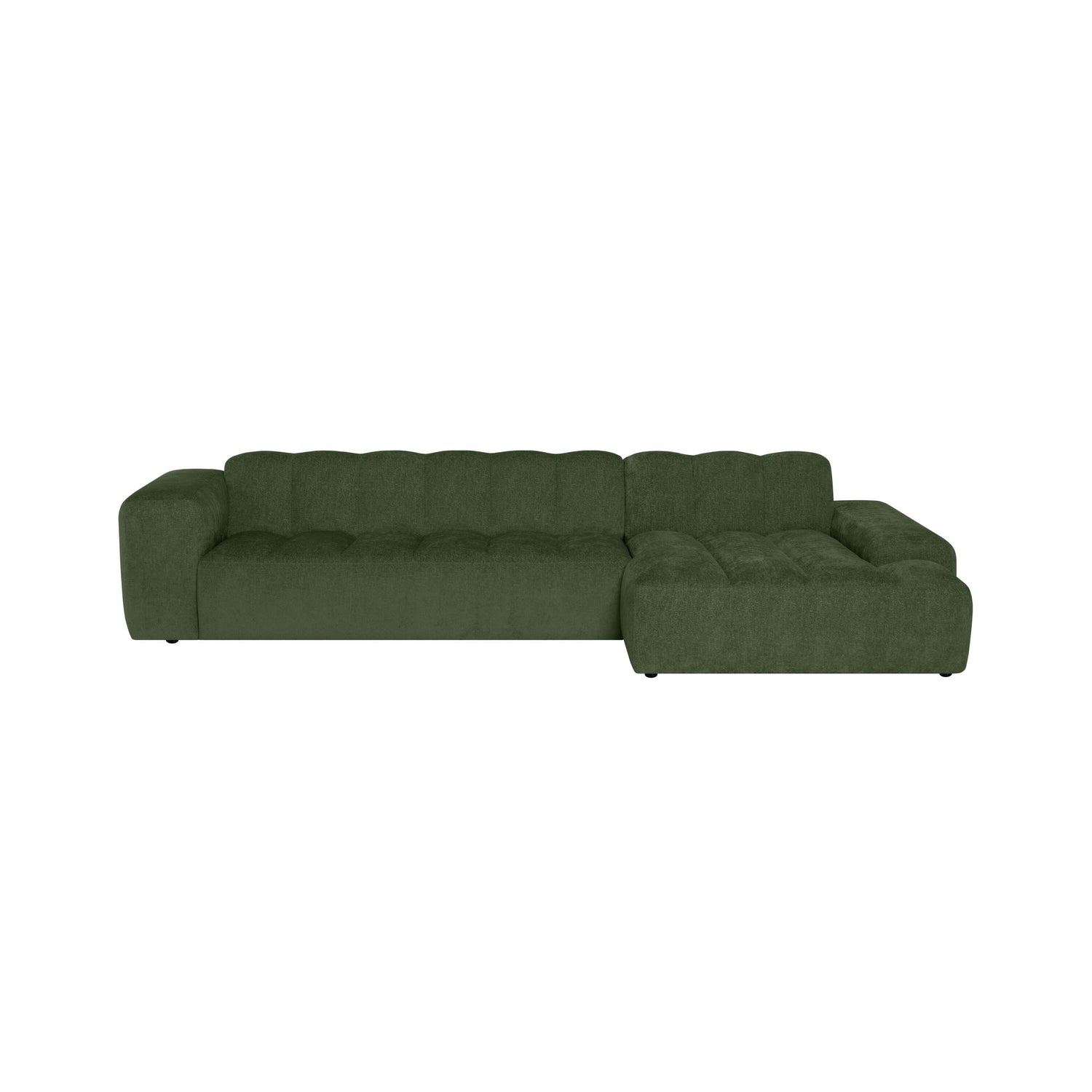 by fonQ Plume 4-zits Hoekbank met Chaise Longue Rechts - Chenille - Groen