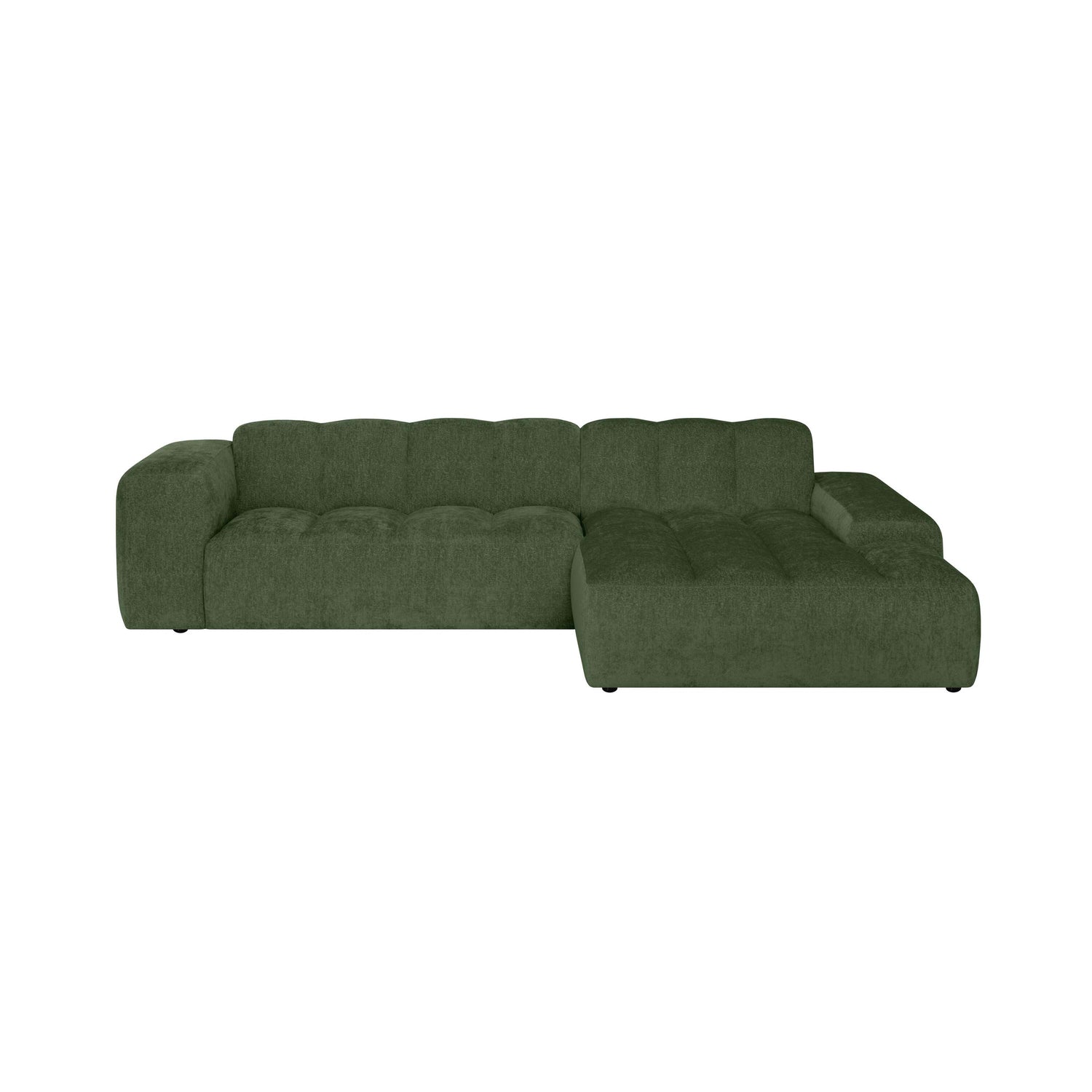 by fonQ Plume 3-zits Hoekbank met Chaise Longue XL Rechts - Chenille - Groen