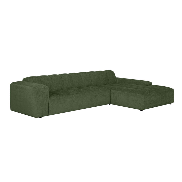 by fonQ Plume 4-zits Hoekbank met Chaise Longue XL Rechts - Chenille - Groen