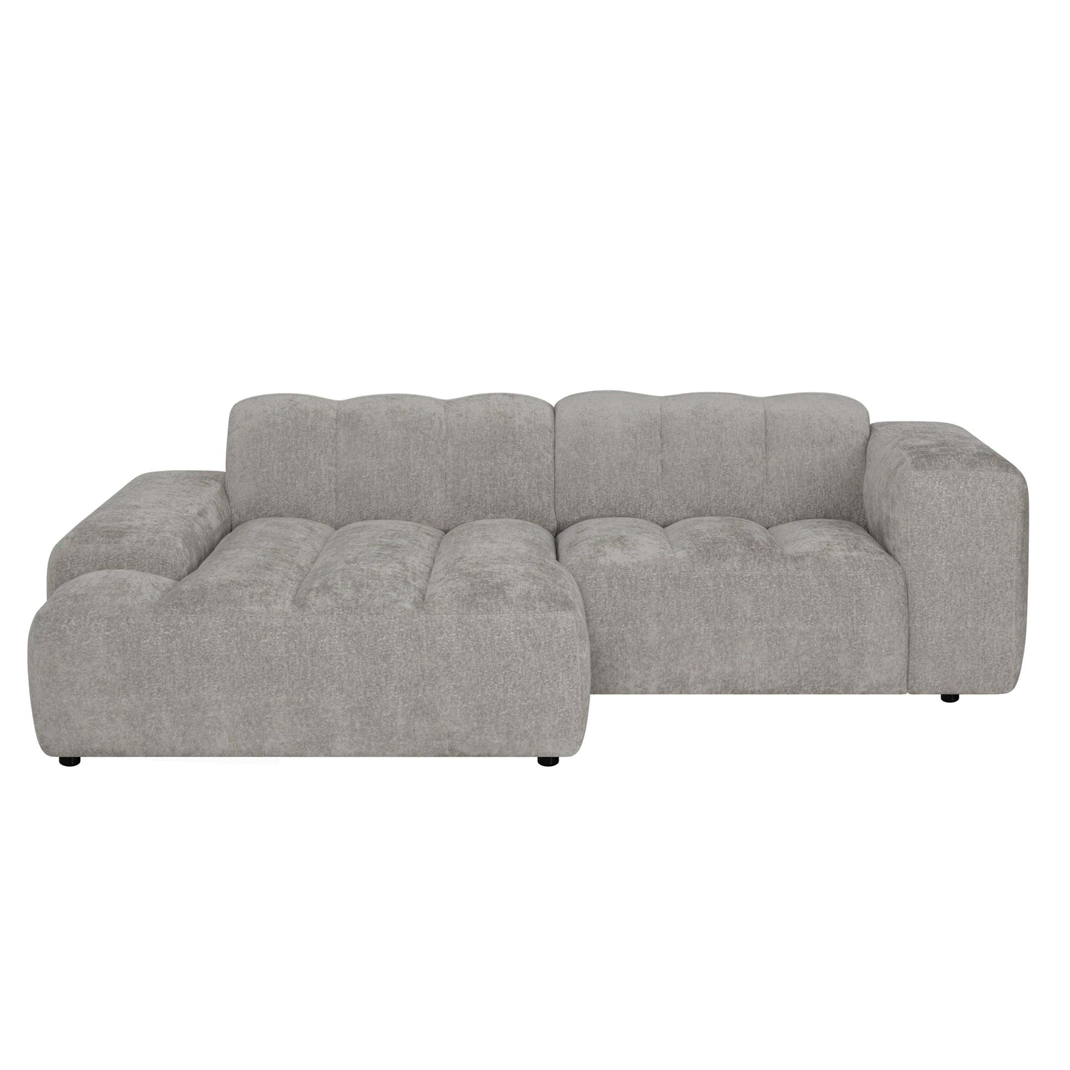 by fonQ Plume 2,5-zits Hoekbank met Chaise Longue XL Links - Chenille - Grijs