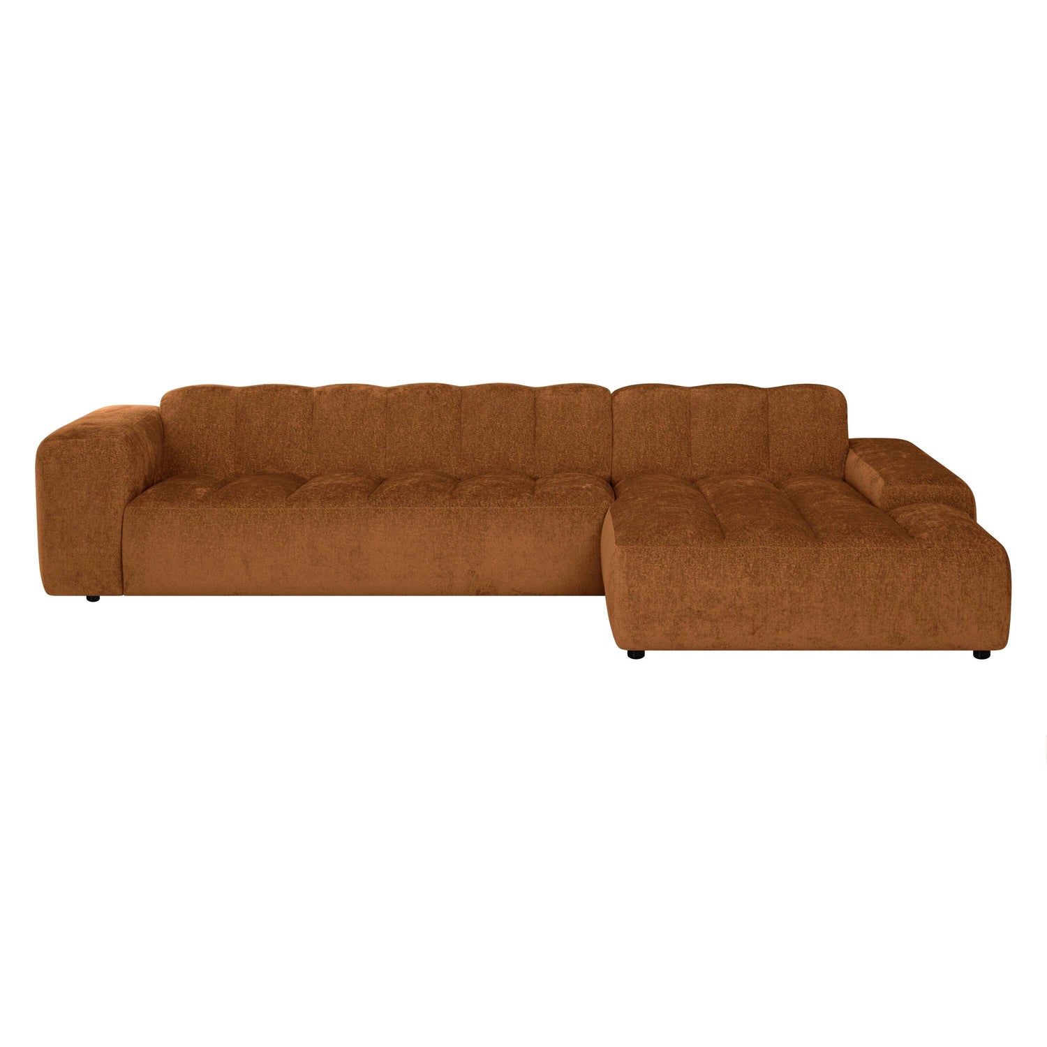 by fonQ Plume 4-zits Hoekbank met Chaise Longue XL Rechts - Chenille - Terra